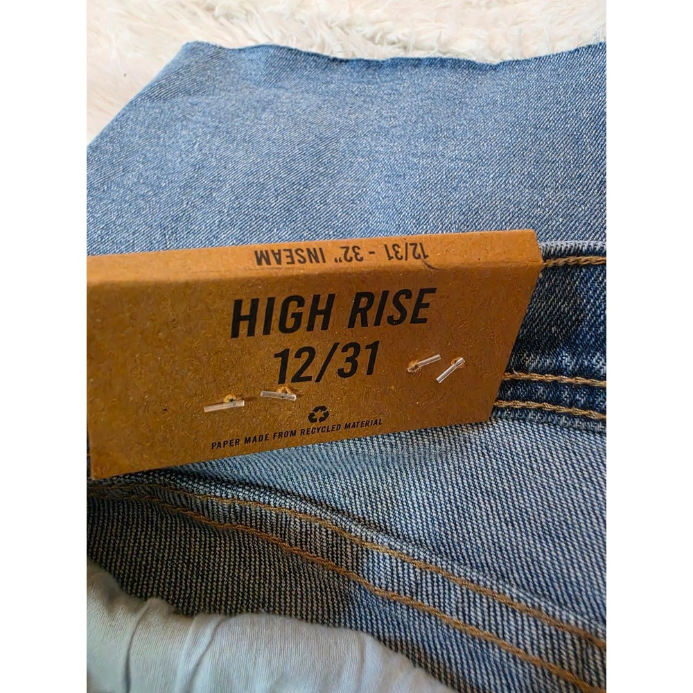 NWT Kensie The Kaya High Rise Wide Leg Jeans Sz 12/31 Raw Hem Medium Wash - Picture 3 of 4